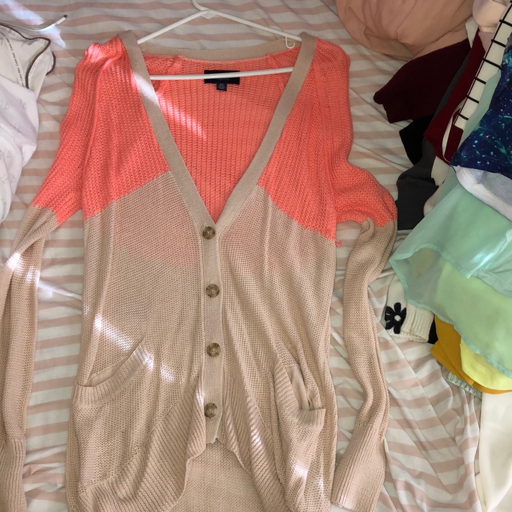 Peach and Tan Cardigan